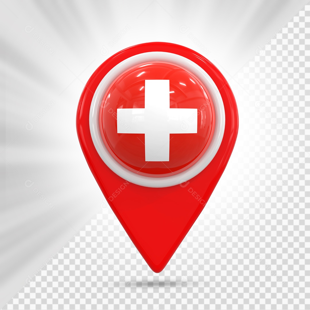 Pin De Localização Vermelho Com Bandeira Da Suíça Elemento 3D PSD