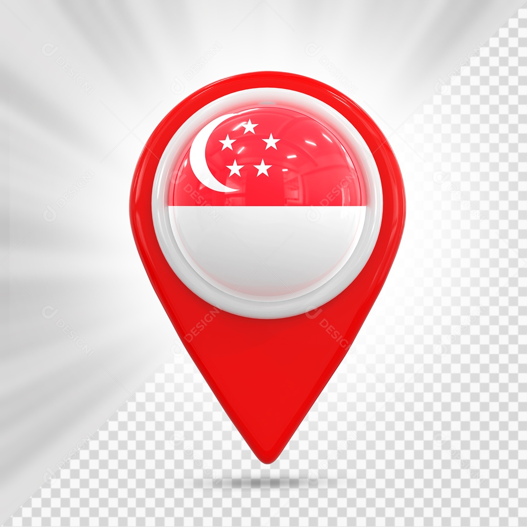 Pin De Localização Vermelho Com Bandeira Da Singapura Elemento 3D PSD