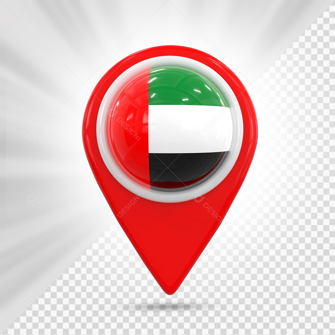 Pin De Localização Vermelho Com Bandeira Da Emirados Árabes Unidos Elemento 3D PSD