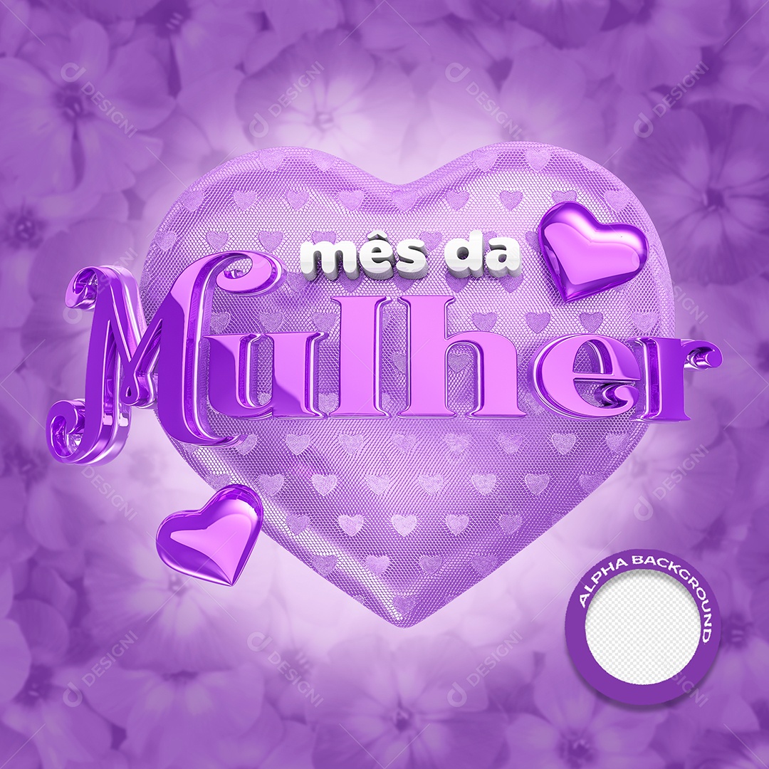 Mês Da Mulher Selo 3D Roxo Do Dia Da Mulher Para Composição PSD