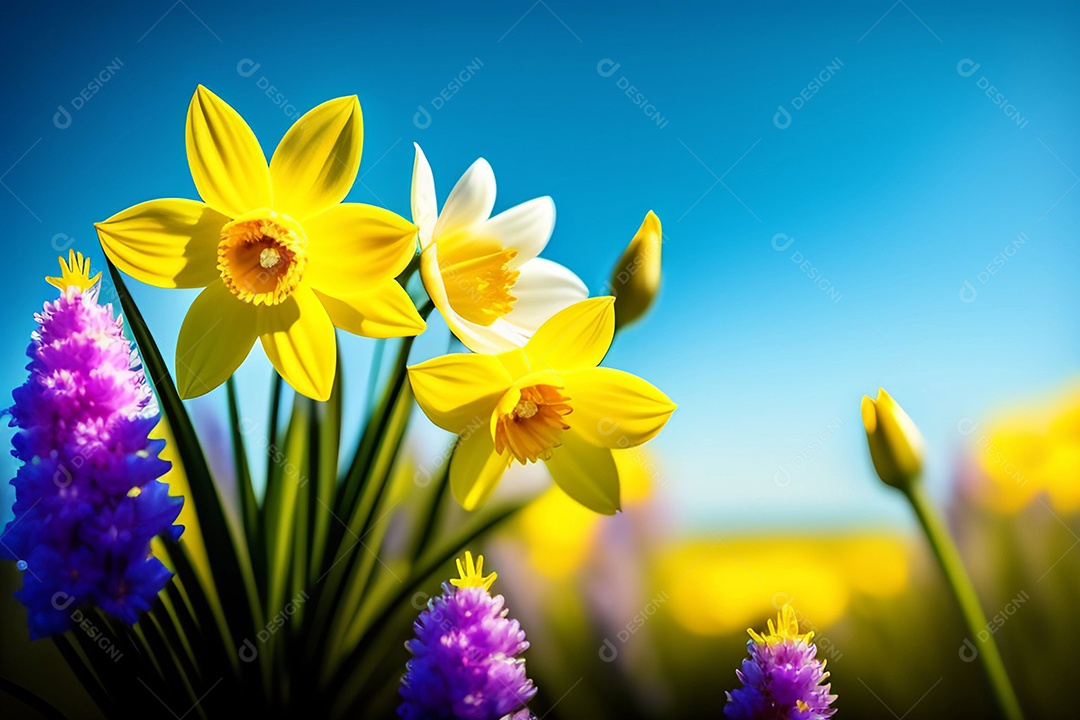 Campo de lindas flores amarelas