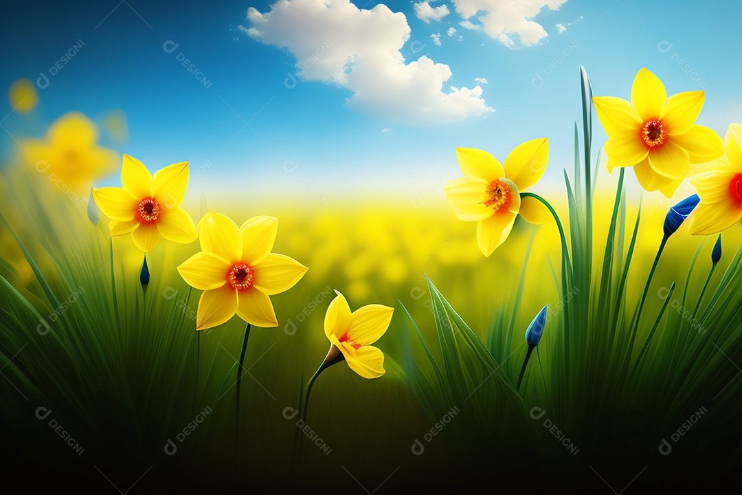 Campo de lindas flores amarelas