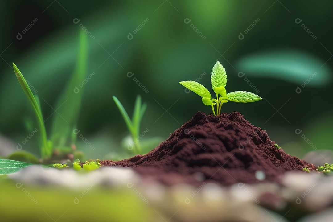 Pequena planta crescendo no solo