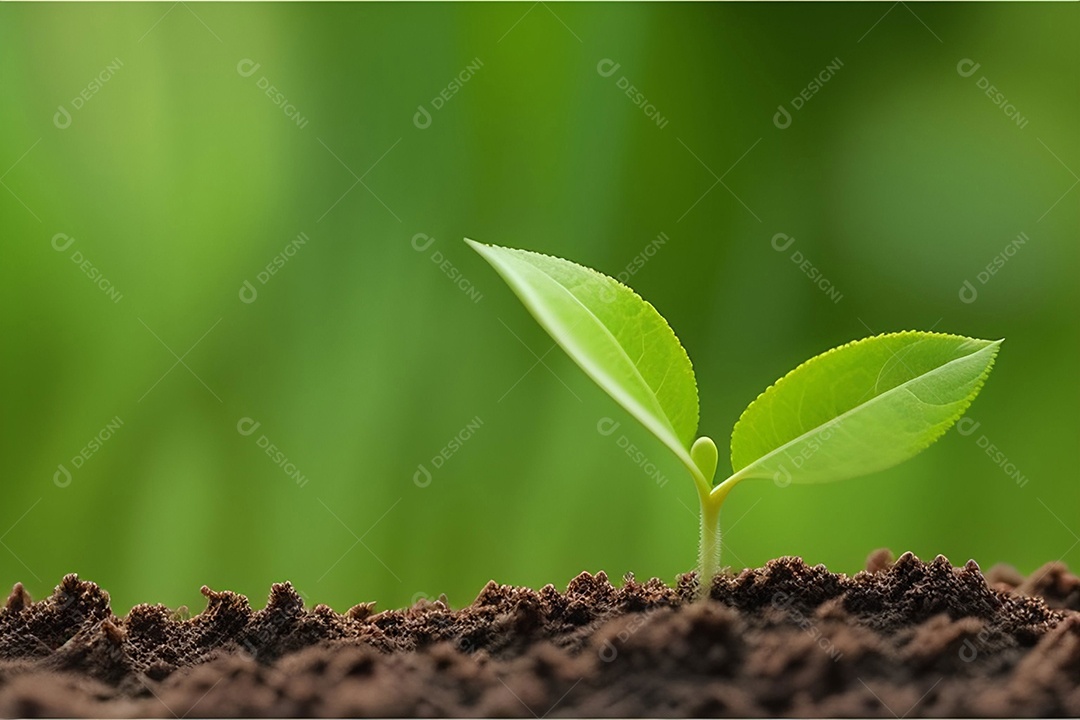 Pequena planta crescendo no solo