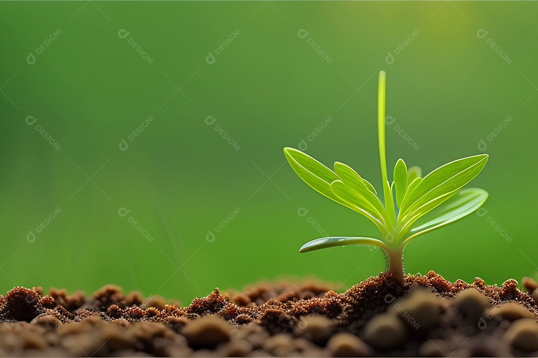 Pequena planta crescendo no solo