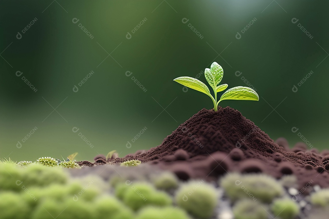 Pequena planta crescendo no solo