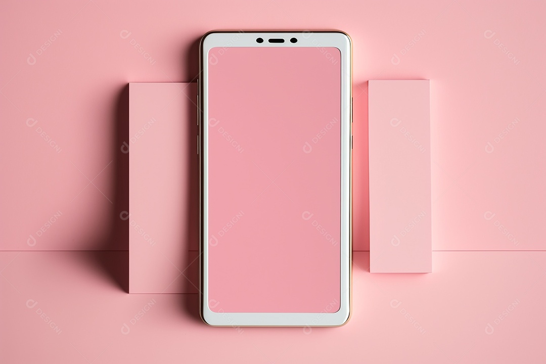 Tela branca de maquete móvel com fundo rosa isolado