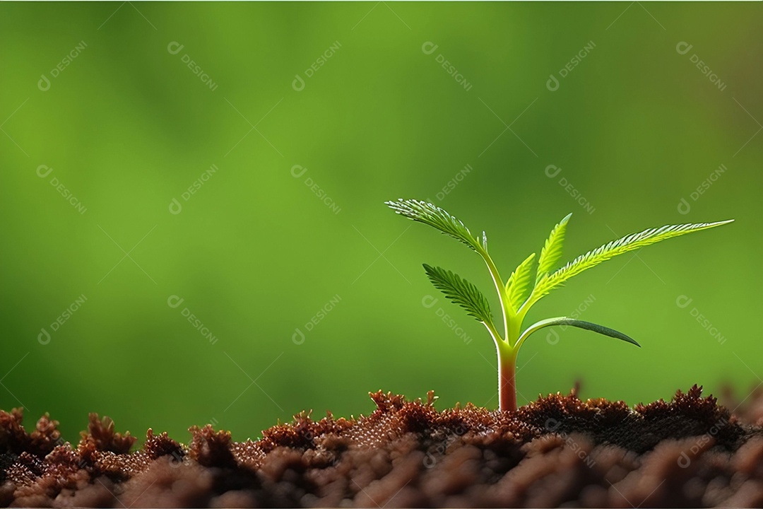 Pequena planta crescendo no solo