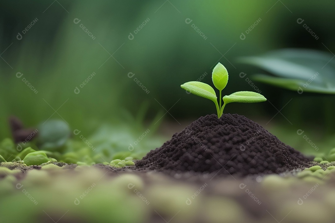 Pequena planta crescendo no solo