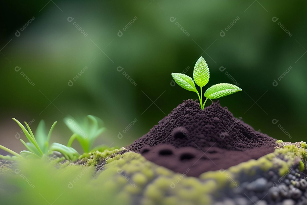 Pequena planta crescendo no solo