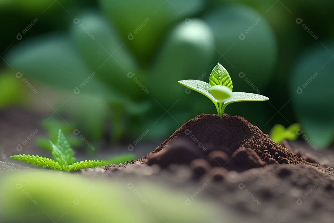 Pequena planta crescendo no solo