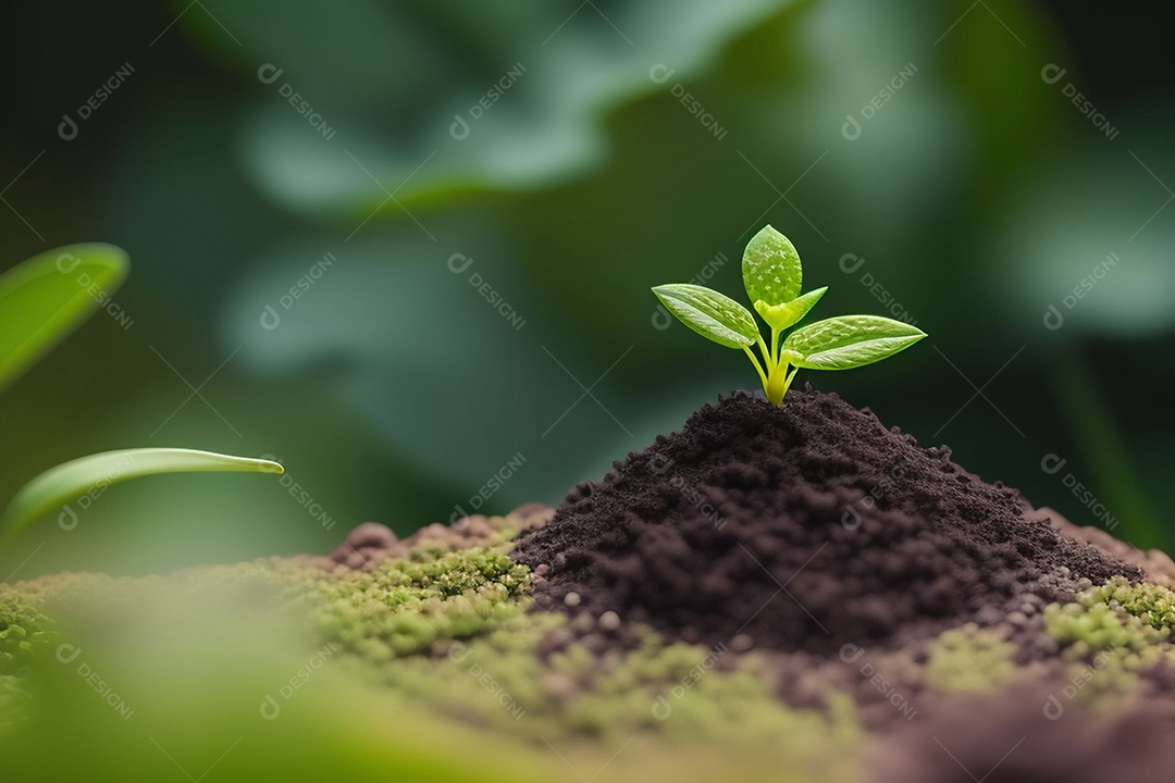 Pequena planta crescendo no solo
