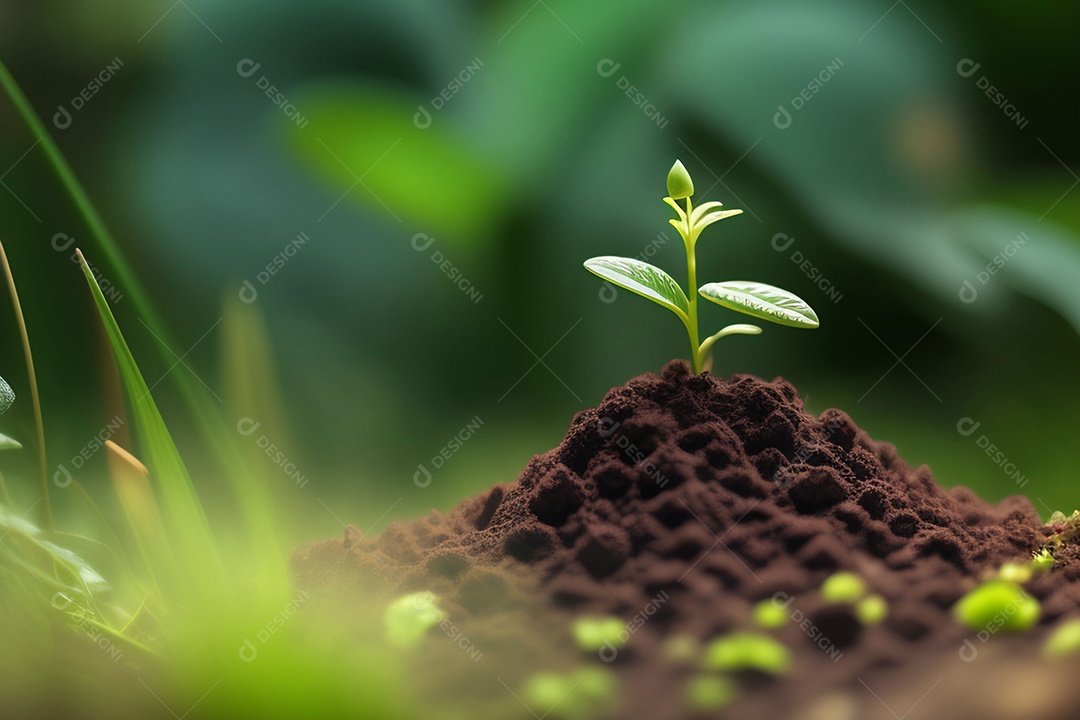 Pequena planta crescendo no solo