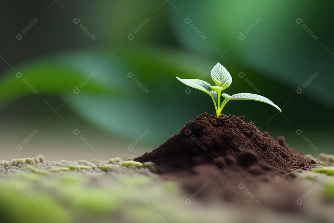 Pequena planta crescendo no solo