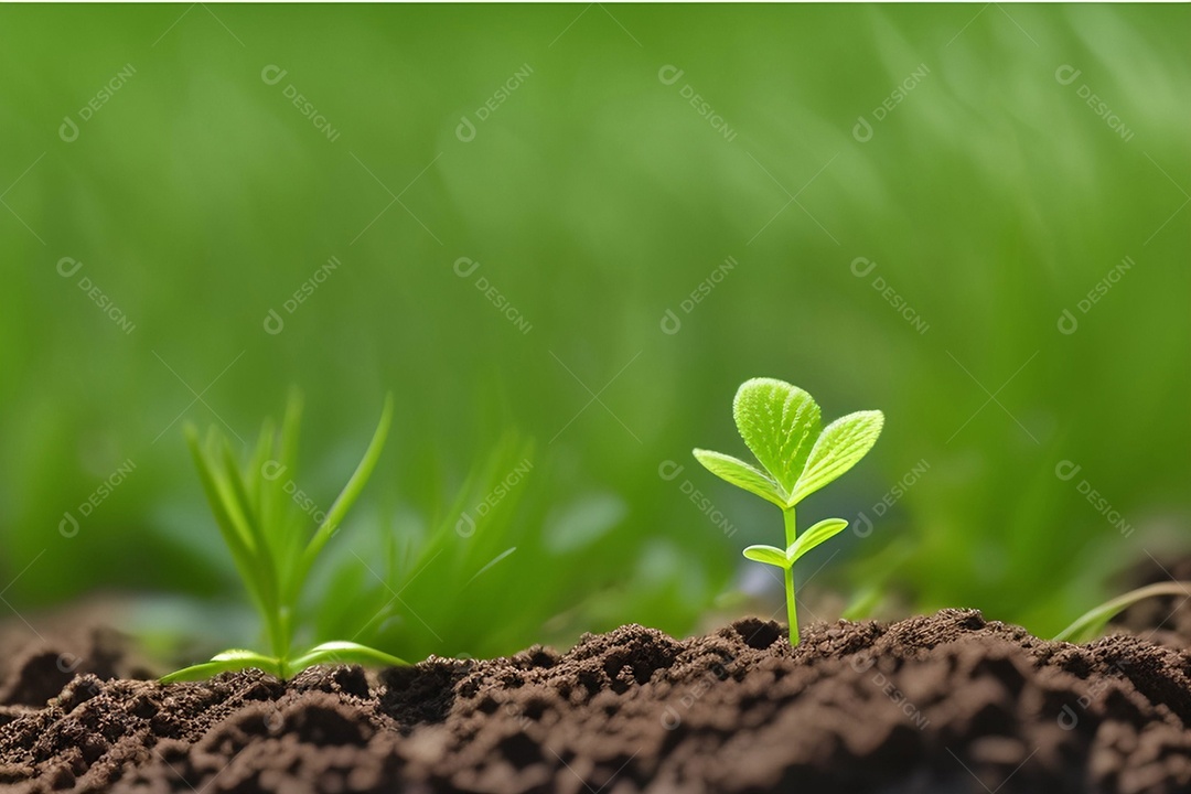 Pequena planta crescendo no solo