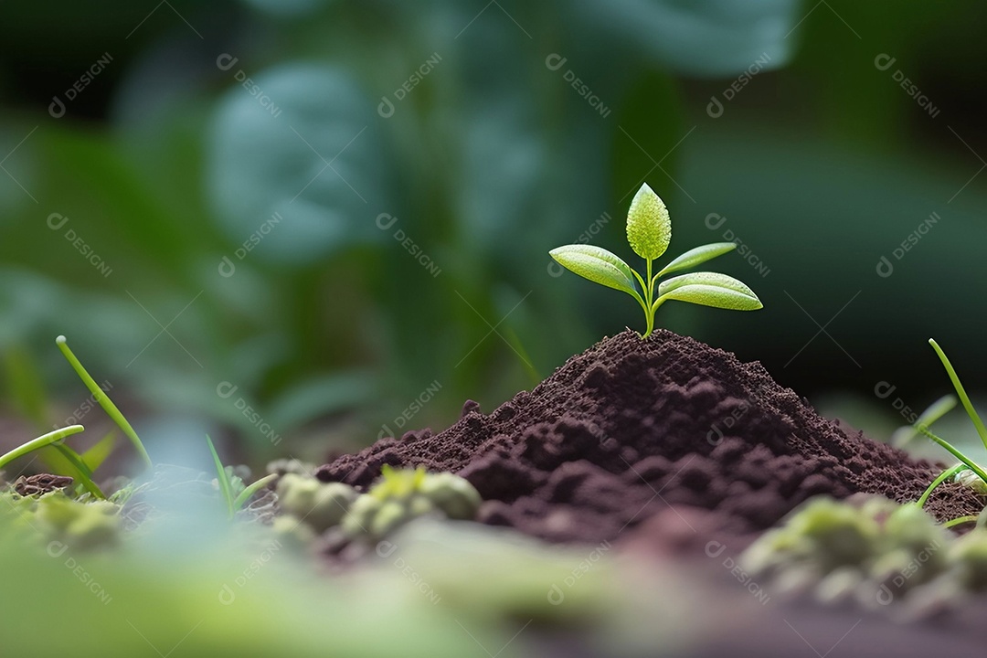 Pequena planta em crescimento no solo