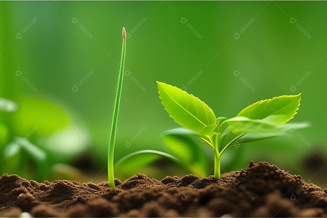 Pequena planta em crescimento no solo