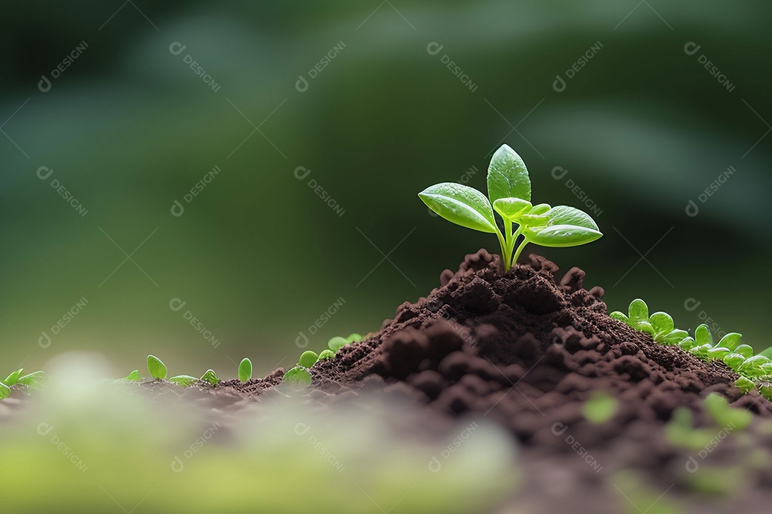 Pequena planta em crescimento no solo