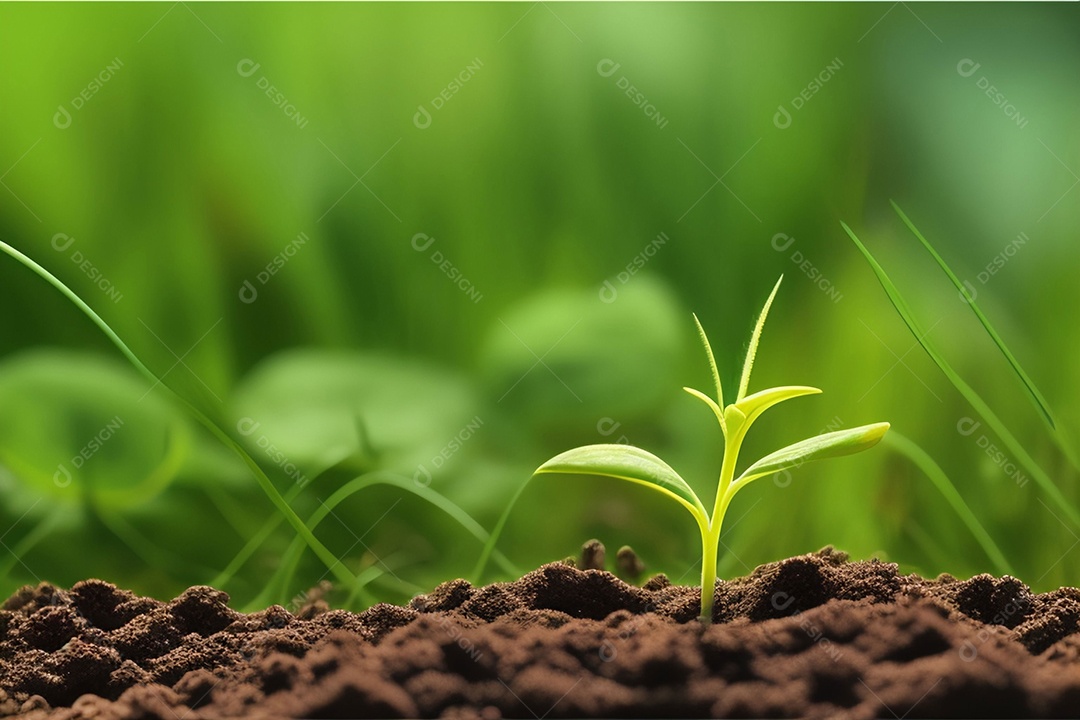 Pequena planta em crescimento no solo