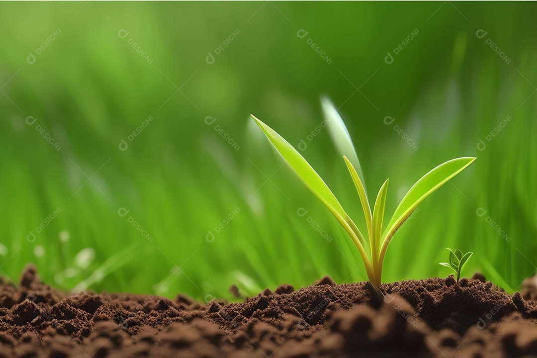 Pequena planta em crescimento no solo