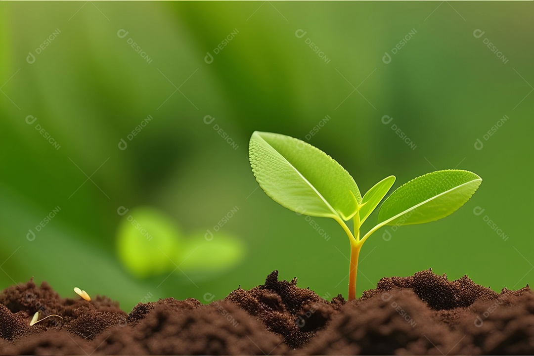Pequena planta em crescimento no solo