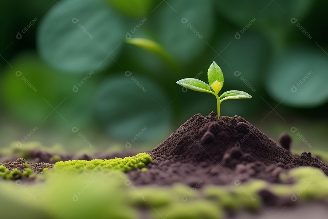 Pequena planta em crescimento no solo
