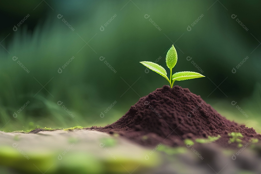 Pequena planta em crescimento no solo