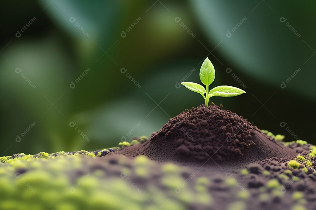 Pequena planta em crescimento no solo