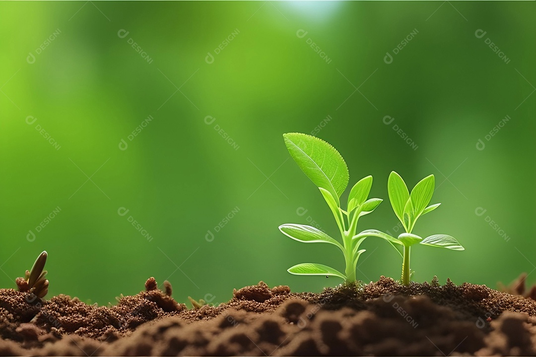 Pequena planta em crescimento no solo