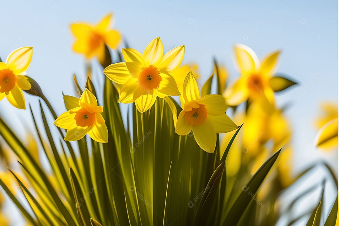 Campo com belas flores amarelas