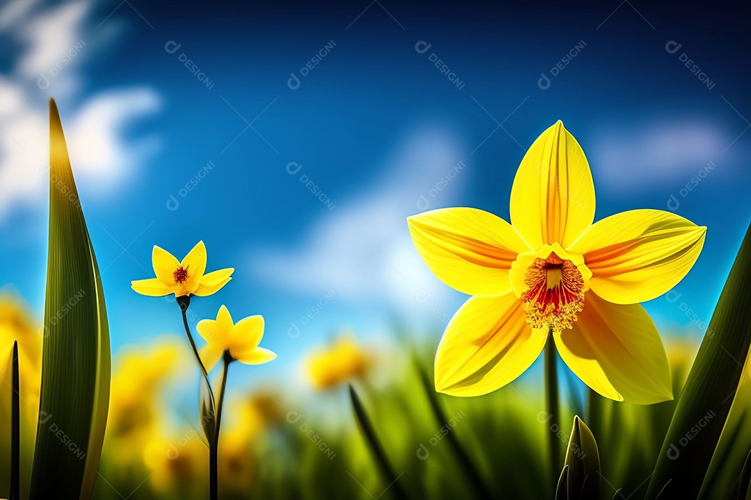 Campo com belas flores amarelas