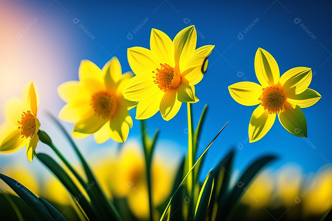 Campo com belas flores amarelas