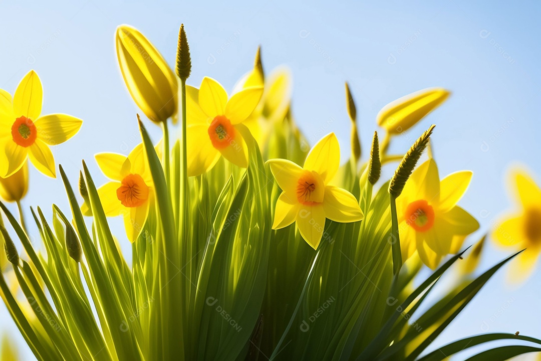 Campo com belas flores amarelas