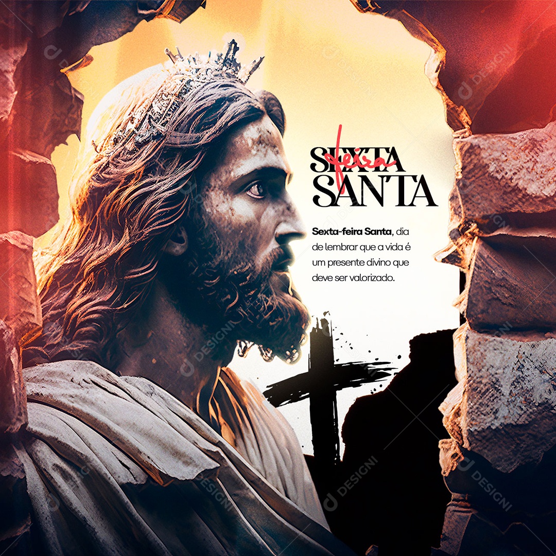 Sexta-Feira Santa Dia de Lembrar Que A Vida é Um Presente Social Media PSD Editável