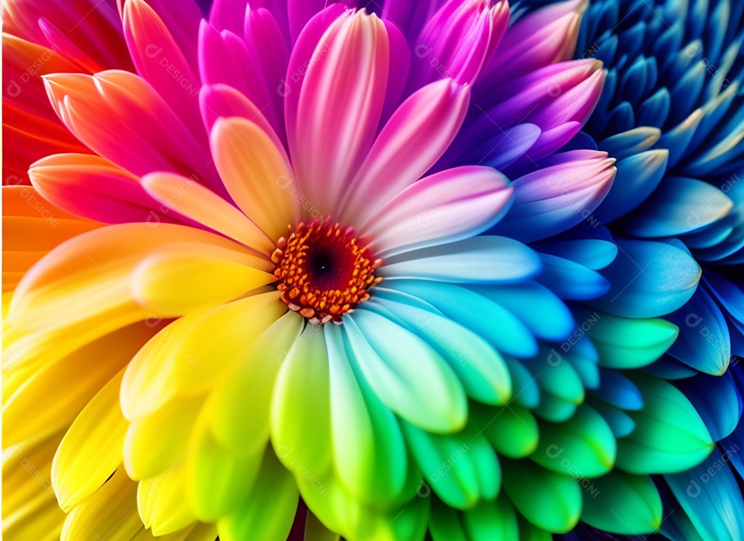 Um buquê de crisântemos coloridos