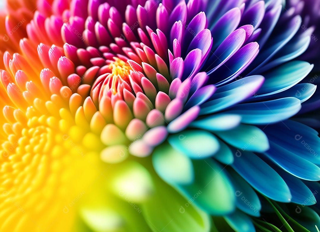 Um buquê de crisântemos coloridos