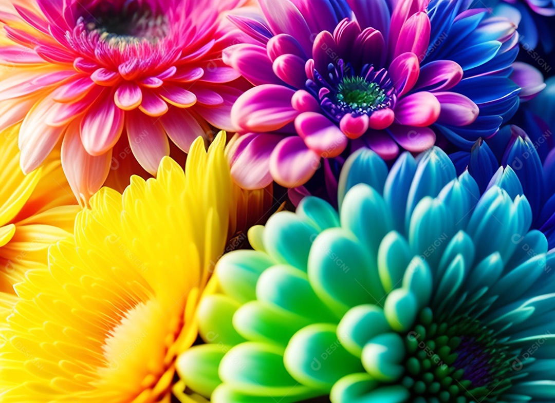 Fundo de macro de crisântemos coloridos