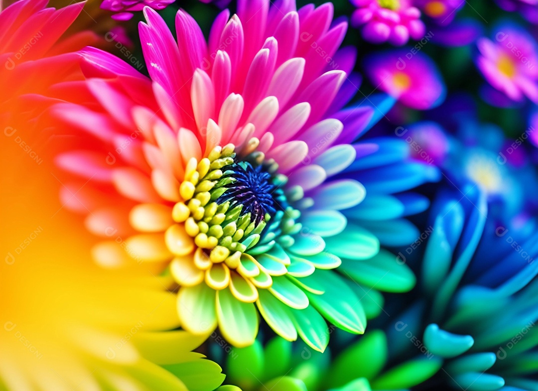 Fundo de macro de crisântemos coloridos