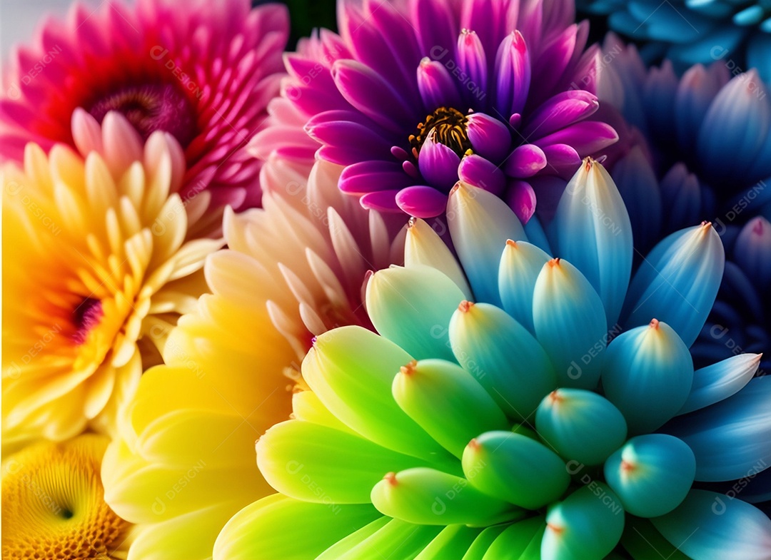 Fundo de macro de crisântemos coloridos