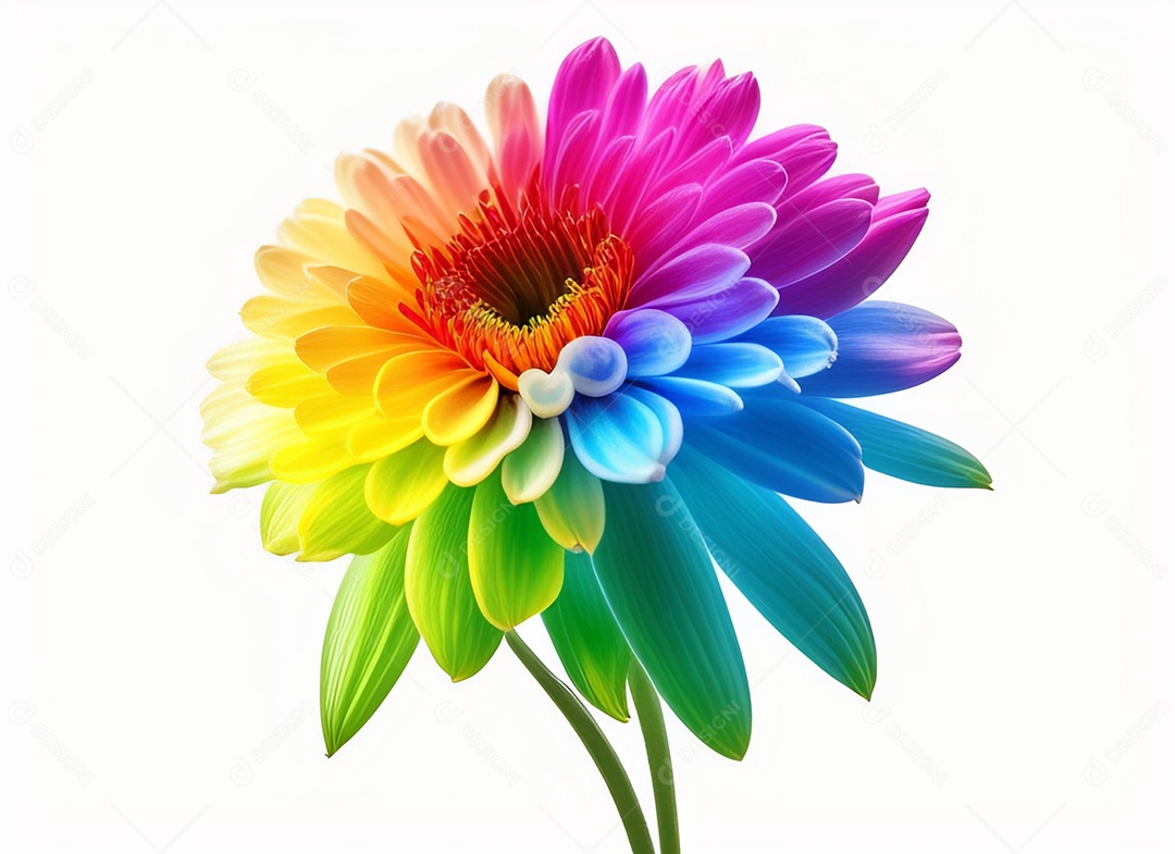 Um buquê de crisântemos coloridos em um fundo branco