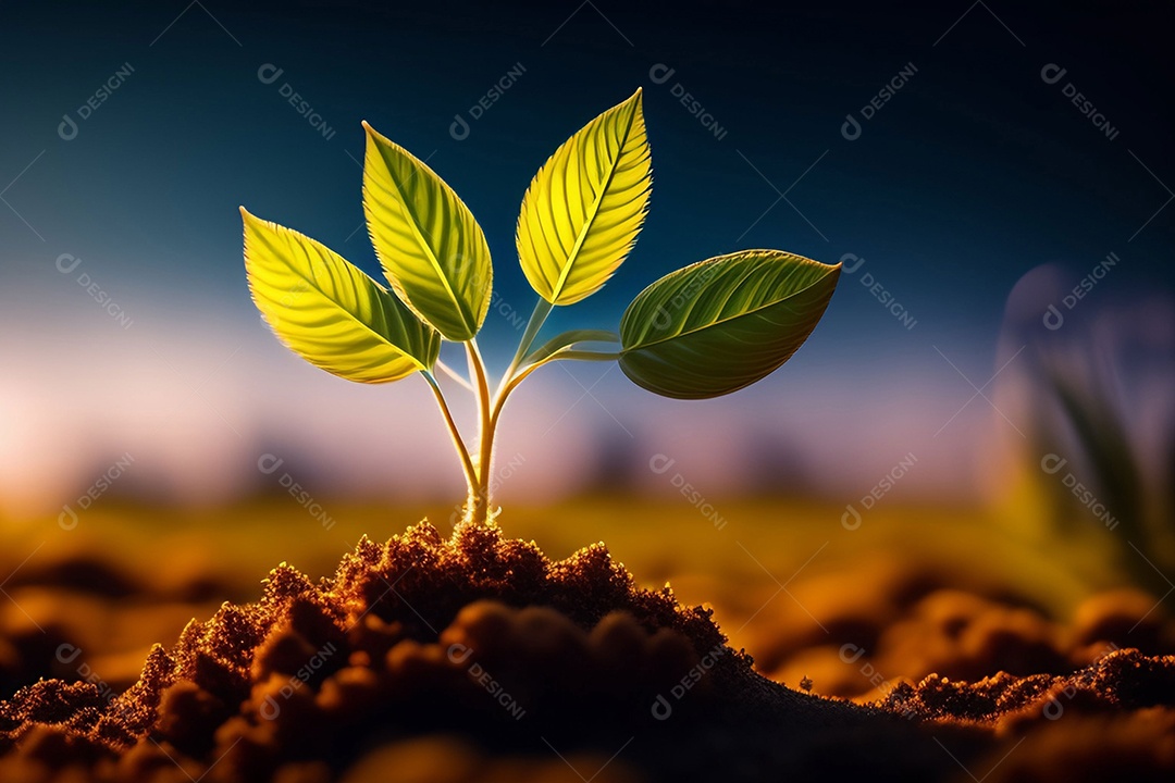 Planta crescendo no chão