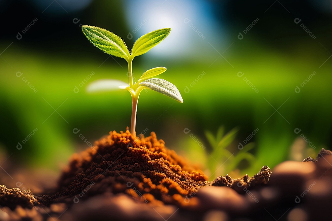 Pequena planta crescendo no solo
