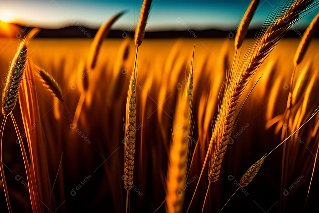 Campo com espigas de trigo