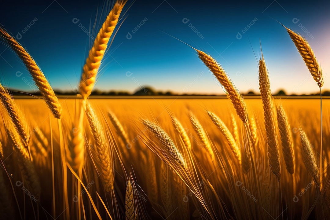 Campo com espigas de trigo