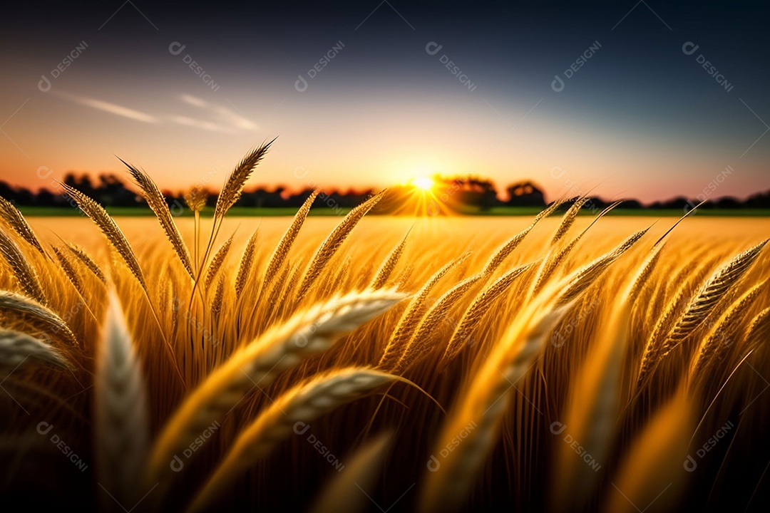 Campo com espigas de trigo