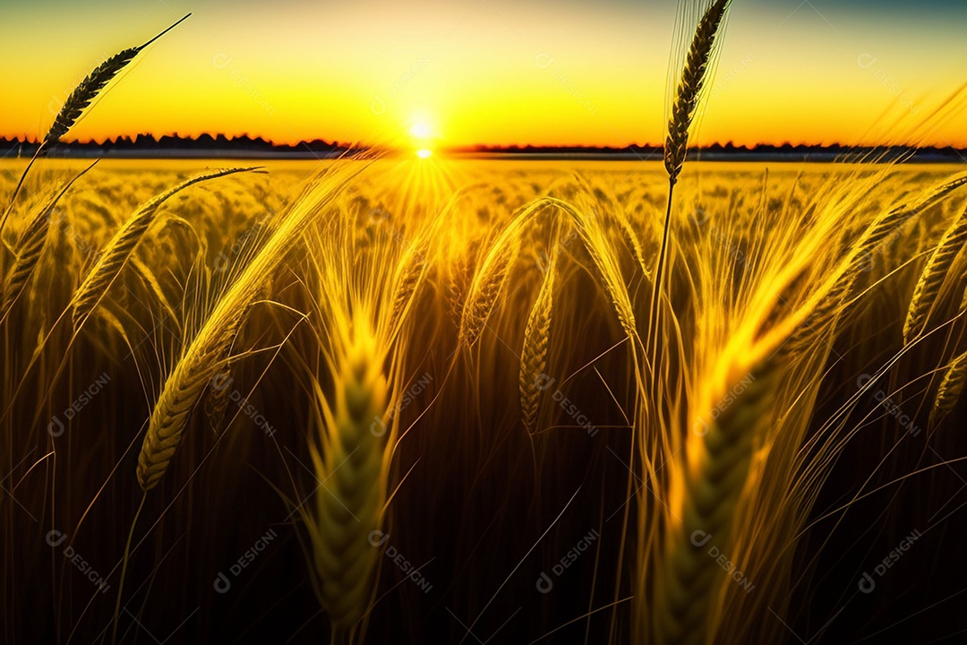 Campo com espigas de trigo