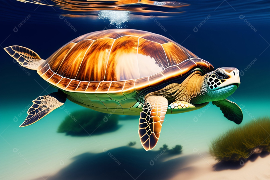 Tartaruga nadando debaixo dágua