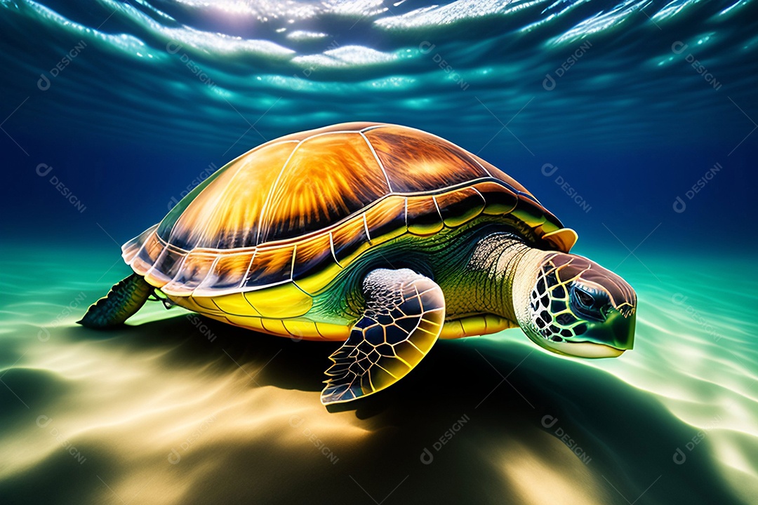 Tartaruga nadando debaixo dágua