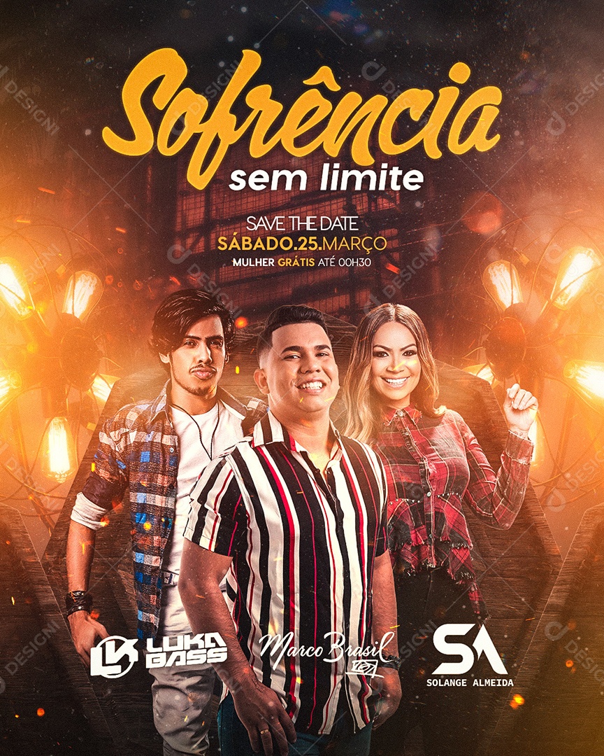 Flyer Sofrência Sem Limite Luka Bassa Marco Brasil Solange Almeida Social Media PSD Editável