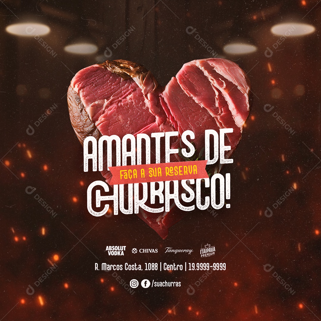 Amantes De Churrasco Faça A Sua Reserva Churrascaria Social Media PSD Editável